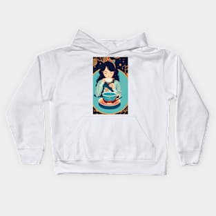 girl drinking tea Kids Hoodie